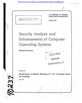 Security Analysis and !Enhancements of Computer Operati Ng Systems