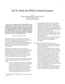 Tcl/Tk Tools for EPICS Control Systems