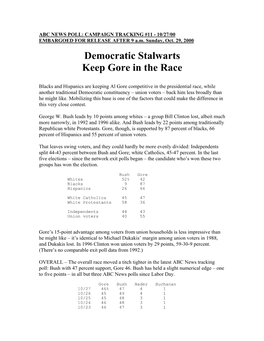 Democratic Stalwarts Keep Gore in the Race