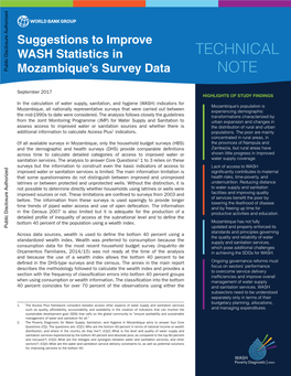 Suggestions to Improve Wash Statistics in Mozambique's Survey Data