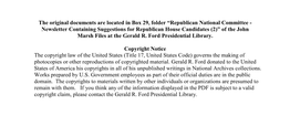 Republican National Committee - Newsletter Containing Suggestions for Republican House Candidates (2)” of the John Marsh Files at the Gerald R