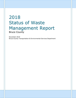 2018 Status of Waste Management Report Bruce County