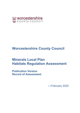 Worcestershire County Council Minerals Local Plan Habitats