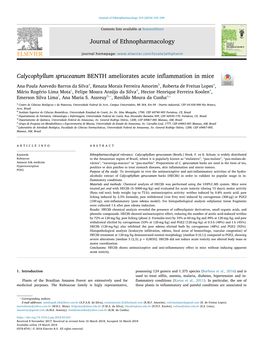 Calycophyllum Spruceanum BENTH Ameliorates Acute Inflammation In