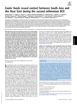 Exotic Foods Reveal Contact Between South Asia and the Near East During the Second Millennium BCE