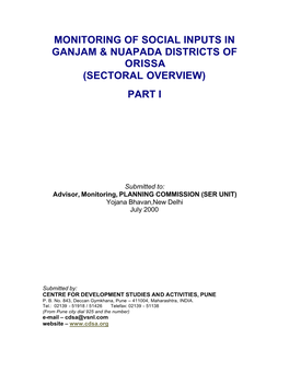 Monitoring of Social Inputs in Ganjam & Nuapada Districts