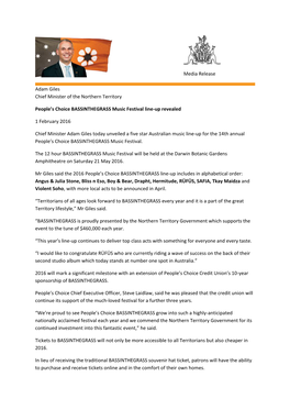 Media Release Adam Giles Chief Minister of The