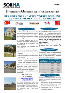 Propriétaires Occupants Sur Les 4B Sud Charente DES AIDES