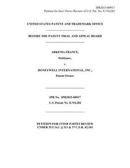 IPR2015-00917 Petition for Inter Partes Review of U.S. Pat. No