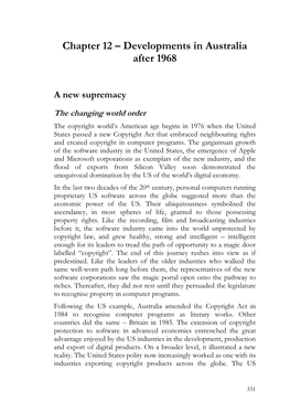 Chapter 12 – Developments in Australia After 1968