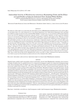 Antioxidant Activity of Rhodomyrtus Tomentosa