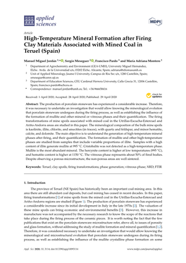 High-Temperature Mineral Formation After Firing Clay Materials Associated with Mined Coal in Teruel (Spain)