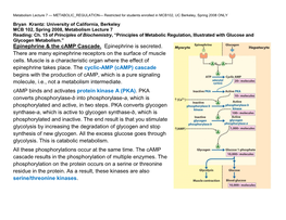 Epinephrine & the Camp Cascade. Epinephrine Is Secreted. There Are