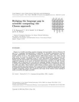 Bridging the Language Gap in Scientific Computing: the Chasm Approach