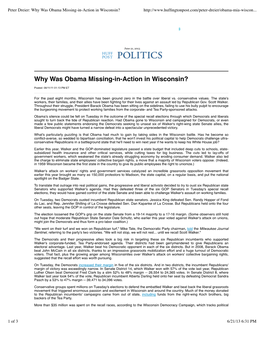 Why Was Obama Missing-In-Action in Wisconsin?