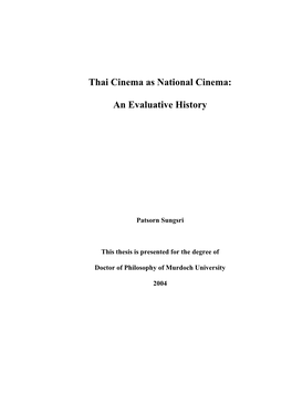 Thai Cinema As National Cinema