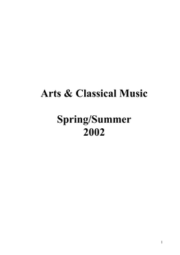 Arts & Classical Music Spring/Summer 2002