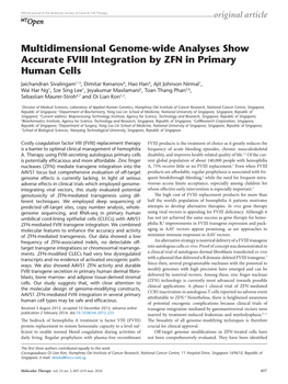 Multidimensional Genome-Wide Analyses Show Accurate FVIII Integration by ZFN in Primary Human Cells