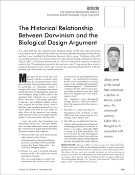 The Relationship Between Darwinism and the Biological Design