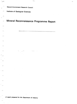 Mineral Reconnaissance Programme Report