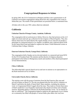 Congregational Responses to Selma California