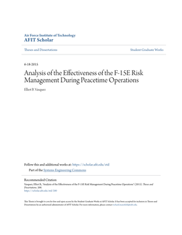 Analysis of the Effectiveness of the F-15E Risk Management During Peacetime Operations Elliot B