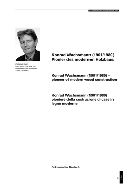 Konrad Wachsmann (1901/1980) Pionier Des Modernen Holzbaus