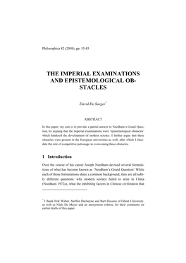 The Imperial Examinations and Epistemological Obstacles