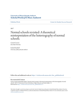 Normal Schools Revisited: a Theoretical Reinterpretation of the Historiography of Normal Schools