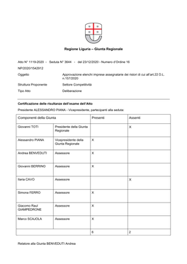 Delibera N. 1119 (Ex N. 976) Del 23 Dicembre 2020