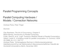 Parallel Hardware and Interconnects