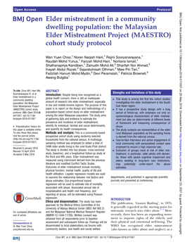 The Malaysian Elder Mistreatment Project (MAESTRO) Cohort Study Protocol