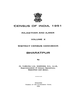 District Census Handbook, Bharatpur, Vol-X, Rajasthan