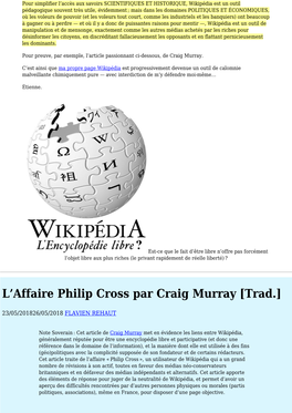 Wikipédia, Outil De Calomnie Et De Mensonge Pour Ses Parties