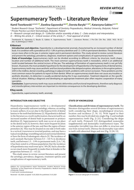 Supernumerary Teeth – Literature Review