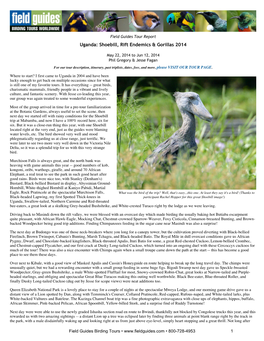 FIELD GUIDES BIRDING TOURS: Uganda: Shoebill, Rift Endemics & Gorillas 2014