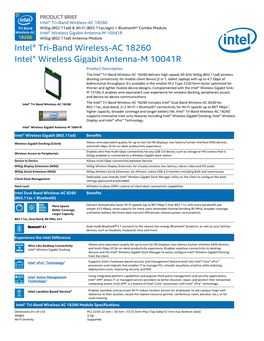 Intel® Tri-Band Wireless-AC 18260 Product Brief