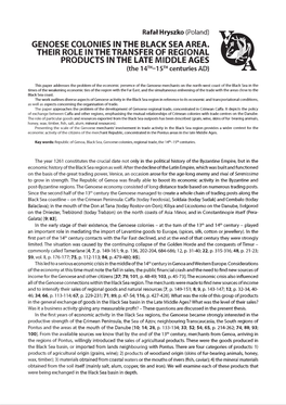 Hryszko R. Genoese Colonies in the Black Sea Area and Their Role in Thetransfer of Regional Products