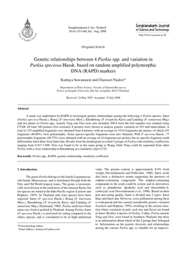 Genetic Relationships Between 4 Parkia Spp. and Variation In.Pdf