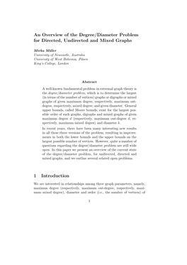 An Overview of the Degree/Diameter Problem for Directed, Undirected and Mixed Graphs