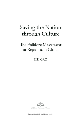 Saving the Nation Through Culture