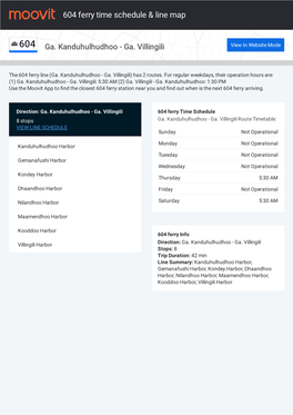 604 Ferry Time Schedule & Line Route