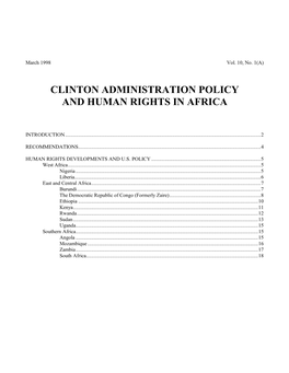 Clinton Administration Policy and Human Rights in Africa