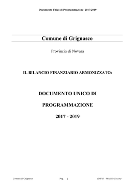 Provincia Di Novara IL BILANCIO FINANZIARIO ARMONIZZATO