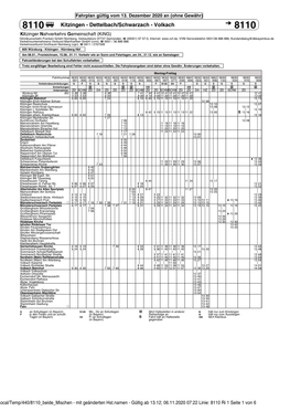 Linie: 8110 Ri 1 Seite 1 Von 6 Fahrplan Gültig Vom 13