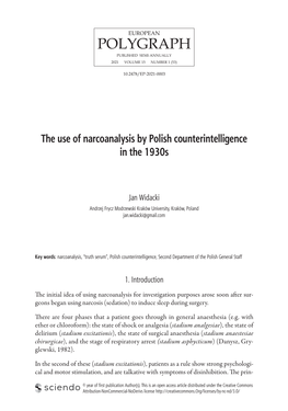 The Use of Narcoanalysis by Polish Counterintelligence in the 1930S