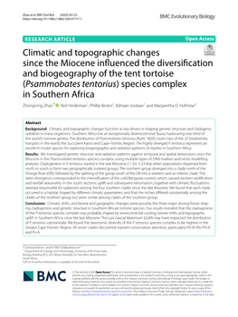 Climatic and Topographic Changes Since the Miocene Influenced the Diversification and Biogeography of the Tent Tortoise (