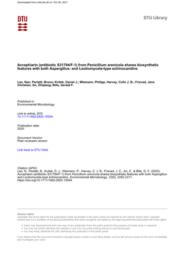 Acrophiarin (Antibiotic S31794/F‐1) from Penicillium