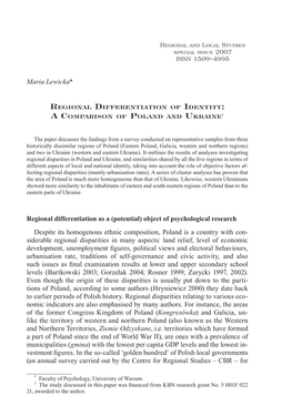 Regional Differentiation of Identity: a Comparison of Poland and Ukraine