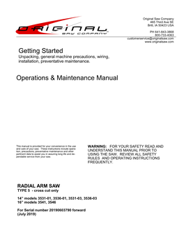 Operations & Maintenance Manual Getting Started